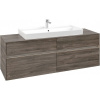 VILLEROY & BOCH Collaro závesná skrinka pod umývadlo na dosku (umývadlo v strede), 4 zásuvky, s LED osvetlením, 1600 x 500 x 548 mm, Stone Oak, C031B0RK
