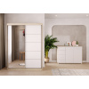 Eoshop Šatní skříň Vis 05 + Komoda Dafri 01, Bílá / Dub Sonoma se zrcadlem, osvětlení: ne