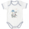 MBaby Bavlnené body s krátkym rukávom, Sloníča Hello, bielo/sivé 86 (12-18m)