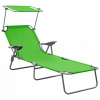 Záhradné lehátko - Vidaxl Deckchair so strechou, oceľou, zelenou farbou (VidaXL lehátko s Canopy Steel Green)