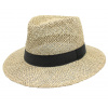 Fiebig - Headwear since 1903 Letný pánsky klobúk Fedora z morskej trávy s čiernou stuhou Veľkosť: 55 cm (S)