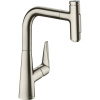 HANSGROHE Talis Select M51 páková drezová batéria s vyťažiteľným výtokom, 2jet, výška výtoku 223 mm, vzhľad nerezovej ocele, 72824800
