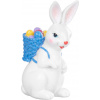 Dekorácia MagicHome, Zajačik s modrým košíkom, veľkonočný, polyresin, 6x4,7x10,5 cm