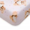 Bavlnené prestieradlo do postieľky New Baby Love Teddy Bear 120x60 cm pink