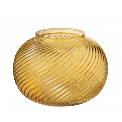 J-Line by Jolipa Žltá sklenená okrúhla váza Stripes L - Ø 20*17 cm