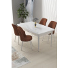 Dining Table & Chairs Set (5 Pieces) Nil - White, Tile Red