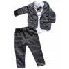 Detský komplet - Detská sada Murat Baby 86 čierna, šedá 4 ks. (Graphite Baby Suit košeľa a motýlik 86)