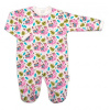 Baby Nellys Kojenecký overálek zapínání uprostřed, Plameňák - bílá/růžová, vel. 80 - 56 (1-2m)