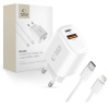 Nabíjačka do siete Tech-Protect Nca30 2-Port Network Charger PD 30W / QC3.0 + Lightning Cable White