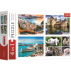 Trefl Puzzle Santorini, Benátky, Zámok Sully-sur-Loire a Mačky 4x1000 dielikov