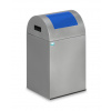 Zberná nádoba na odpad z ocele, samozhášacia, 43 l, strieborná, vhadzovacia klapka modrá