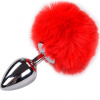 Alive análna zástrčka s chvostom Metal Anal Fluffy Plug Červená S