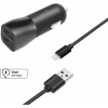 Fixed set autonabíjačky s 2x USB výstupom a Lightning káblom, 1m, MFI, 15W Smart Rapid Charge, čierna FIXCC15-2UL-BK