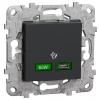 Schneider Electric Slovakia spol. s r.o. Unica - NU501454 - nabíjací konektor USB C (65W), Antracit