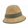 Slamený malý cloche s khaki stuhou - Seeberger Veľkosť: 59 cm (L)