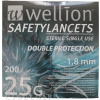 Wellion Safety LANCETS 25G LANCETA bezpečnostná priemer 1,8 mm sterilná jednorazová 200 ks