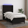vidaXL Posteľ boxsping s matracom a LED čierna 90x190 cm látka