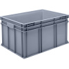 Euro stohovacia prepravka z polypropylénu (PP) ,nosnosť 20 kg, striebrošedá