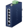 Planet IGS-500T-E, 5x 1000Base-T, DIN, IP40, rozšírený teplotný rozsah -40 až +75C, ESD + EFT do 6kV, dual 12~55VDC, 250m