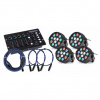 4x Showlite SPS-121 LED Smart Party Spot im Set s DMX Kontrolérom a káblom