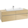 VILLEROY & BOCH Collaro závesná skrinka pod umývadlo na dosku (umývadlo v strede), 4 zásuvky, s LED osvetlením, 1600 x 500 x 548 mm, Nordic Oak, C031B0VJ