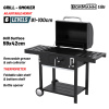BORMANN ELITE gril na drevené uhlie smoker s vekom, plocha 59 × 42 cm, teplomer a sklopné bočné police (BBQ1915)