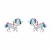 Stříbrné náušnice jednorožec se smaltem Isaam