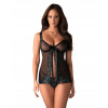 Súprava Obsessive Amanta babydoll + tangá Deň sv. Valentína čierna L/XL