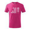 Play Eat Sleep Repeat game - Tričko detské bavlnené - 104-110cm / 3-4 roky ( Malinová )