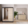 Eoshop Šatní skříň Vis 05 + Komoda Dafri 01, Dub Sonoma / Černá se zrcadlem, osvětlení: ne