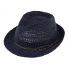 Fiebig - Headwear since 1903 Trilby Raffia Crochet - modrý slamený klobúk s koženou stuhou Veľkosť: 57 cm (M)