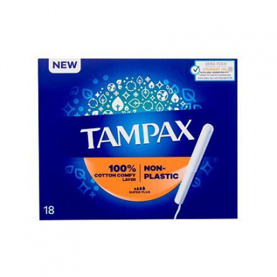 Tampax Non-Plastic Super Plus tampony s papírovým aplikátorem 18 ks
