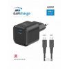 SWISSTEN SÍŤOVÝ ADAPTÉR GaN 1x USB-C 20W POWER DELIVERY ČERNÝ + DATOVÝ KABEL USB-C/USB-C 1,2 M ČERNÝ 22070130 Swissten