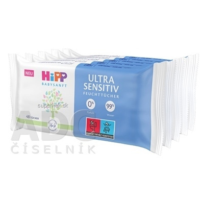 HiPP BabySANFT Vlhčené obrúsky ultra sensitive, čistiace 5x48 ks, 4062300445543