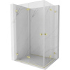 Mexen Lunar-F Duo, skladací sprchový kút 100 x 95 cm, 8mm číre sklo, zlatý matný profil, 836-100L-095P-55-00