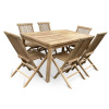 Noela Záhradný drevený nábytok – stôl Garden I. + 6x kreslo Clasic, teak NOELA 3459172