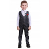 Teplaková súprava - Detský oblek 116 modrý, strieborný, šedý, viacnásobný (Chlapčenský oblek. Fortická vesta. 116)