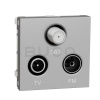 Schneider Electric Unica Zásuvka TV/R/SAT s F-konektorom koncová, 2 moduly, Aluminium