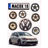Cukrový výtlačok VW Golf GTI Auto Meno Vek Auto TEXT Sada 9ks