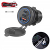 Motocyklová zásuvka USB Typ-C PD + USB QC 3.0 12V pre karavan, auto
