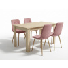 Textilomanie Jedálenský set 1 + 4, stôl UMEKO 120x80 cm dub sonoma + ružová zamatová stolička KARA