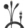 CONNECT IT Wirez 6v1 1x USB-C 1x Lightning 1x nabíjačka pre hodinky 1,25 m ČIERNA
