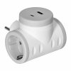 Zásuvkový rozbočovač 2P+E(Schuko) s 2xUSB nabíjačkou, bielo-sivá (ORNO)