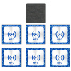 NFC nálepka tag 25x25mm s modrým logem, NTAG213 144bytes s anti-metal