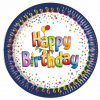 Procos Papierové taniere Happy Birthday modré okraje 23 cm 8 ks
