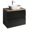 Aqualine ALTAIR skříňka s deskou 78,5 cm, černá mat/dub emporio