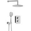 Deante BOX, termostatická sprchová súprava pod omietku s ručnou a dažďovou hlavovou sprchou, oceľová, DEA-BXYZFEBT