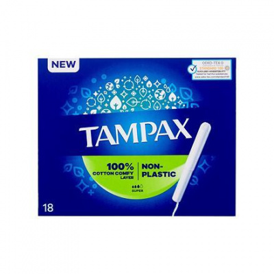 Tampax Non-Plastic Super tampony s papírovým aplikátorem 18 ks