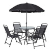 Set zahradny LETICIA GREY, stôl 85x71 cm, 4x stolička 74x53x91 cm, dáždnik 180 cm 802099