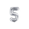 PartyDeco Fóliový balón Mini Číslo 5 strieborný 35cm
